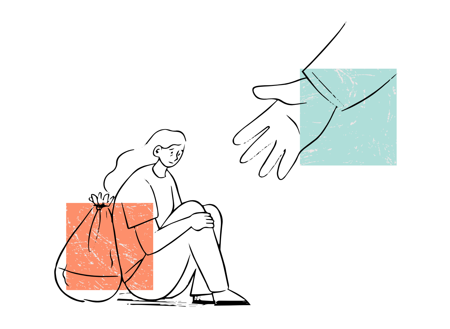 En hånd hjælper en person