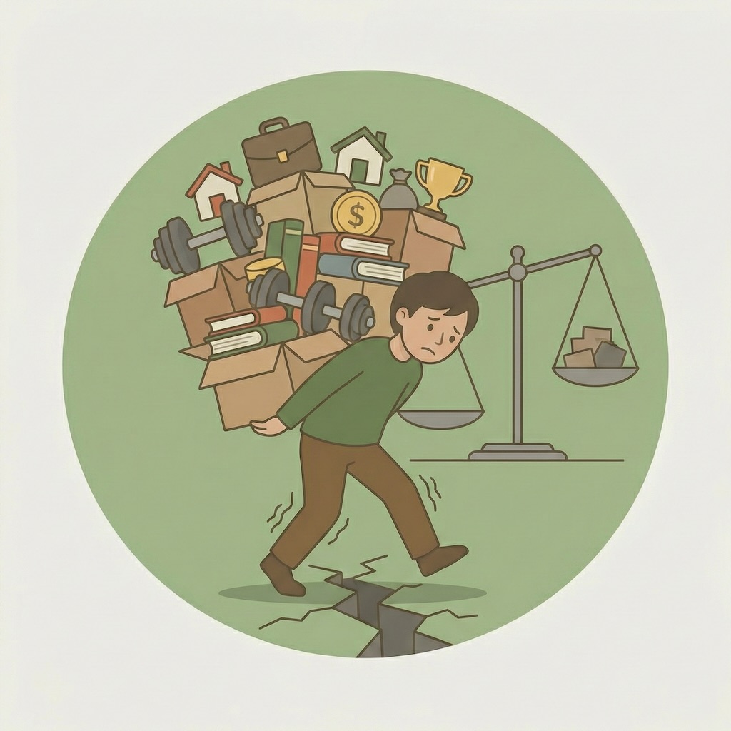 illustration af belastning og ubalance mellem krav og ressourcer i hverdagen