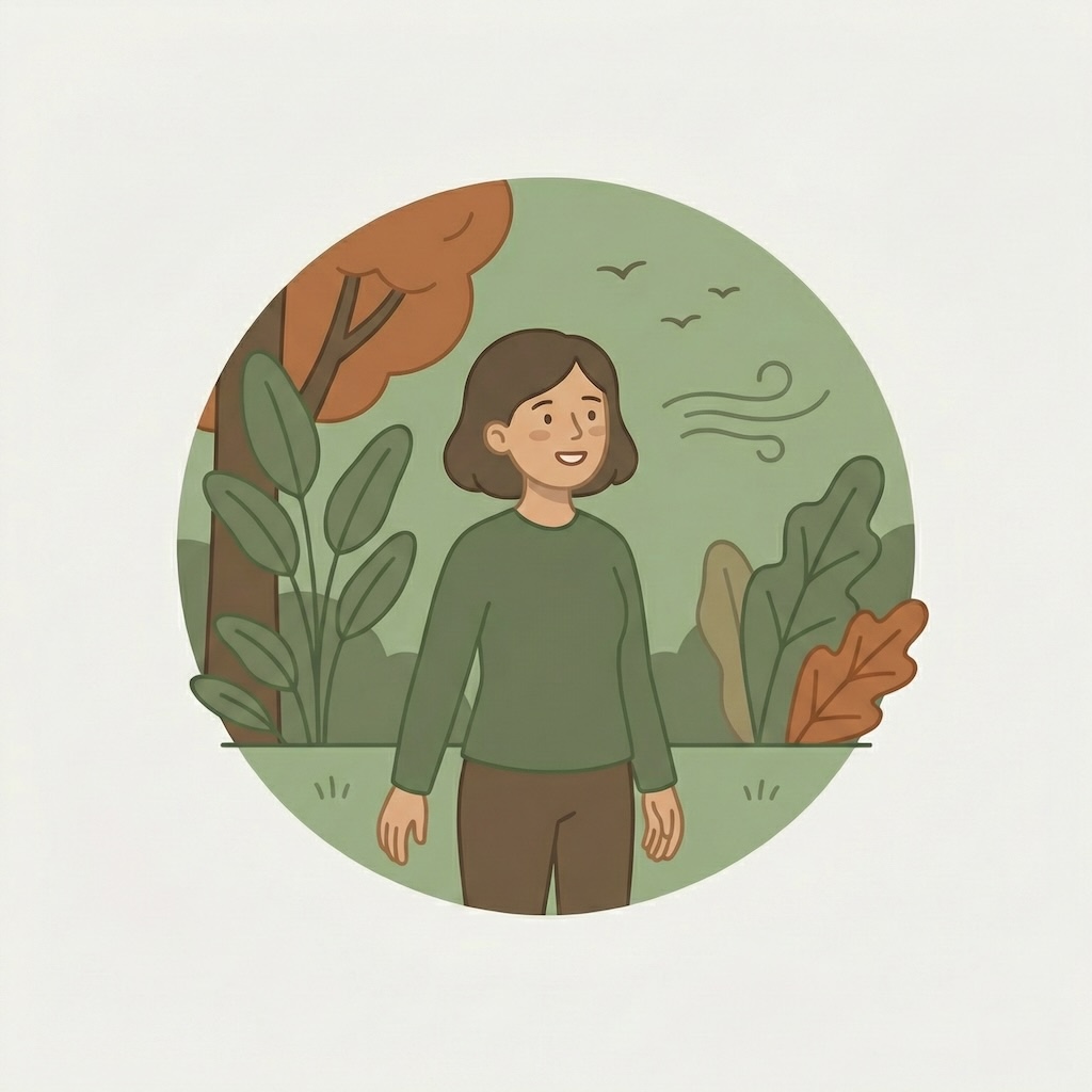 illustration af behandling af stress med fokus på ro, natur og mental balance