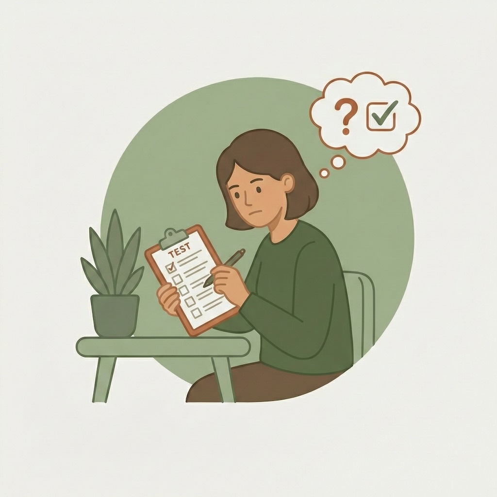 illustration af stresstest eller selvtest til vurdering af stressniveau